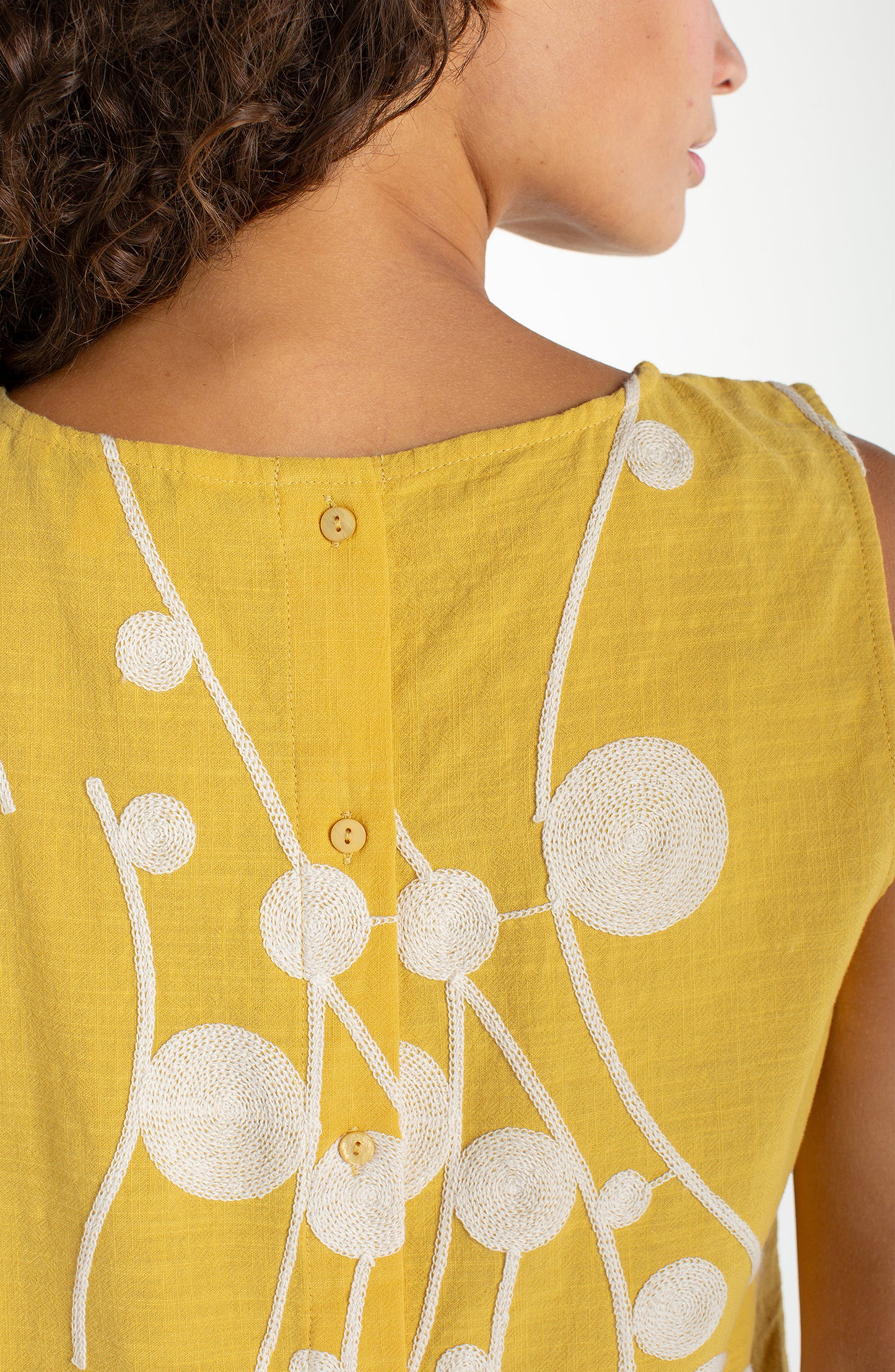 Sleeveless Button Back Woven Top