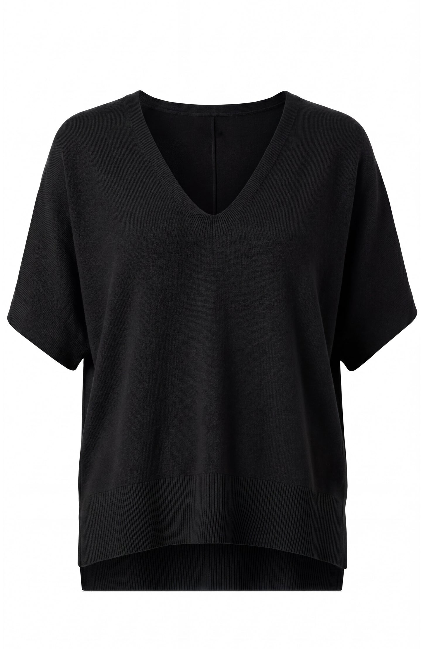 Liverpool Short Sleeve V-Neck Dolman Popover Sweater (Black)