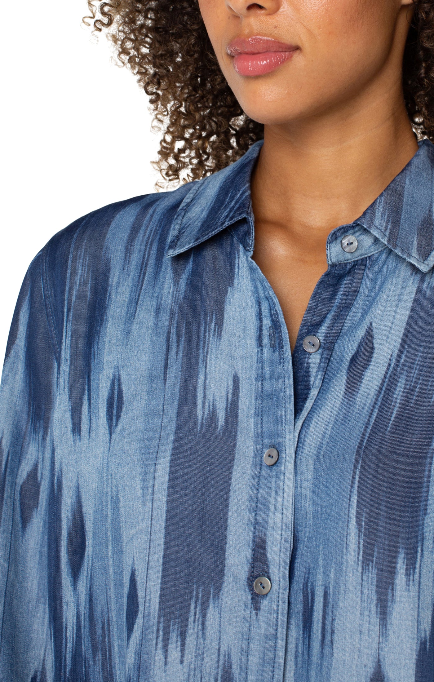 Liverpool Long Rolled Sleeve Shirt (Watercolor Ikat)