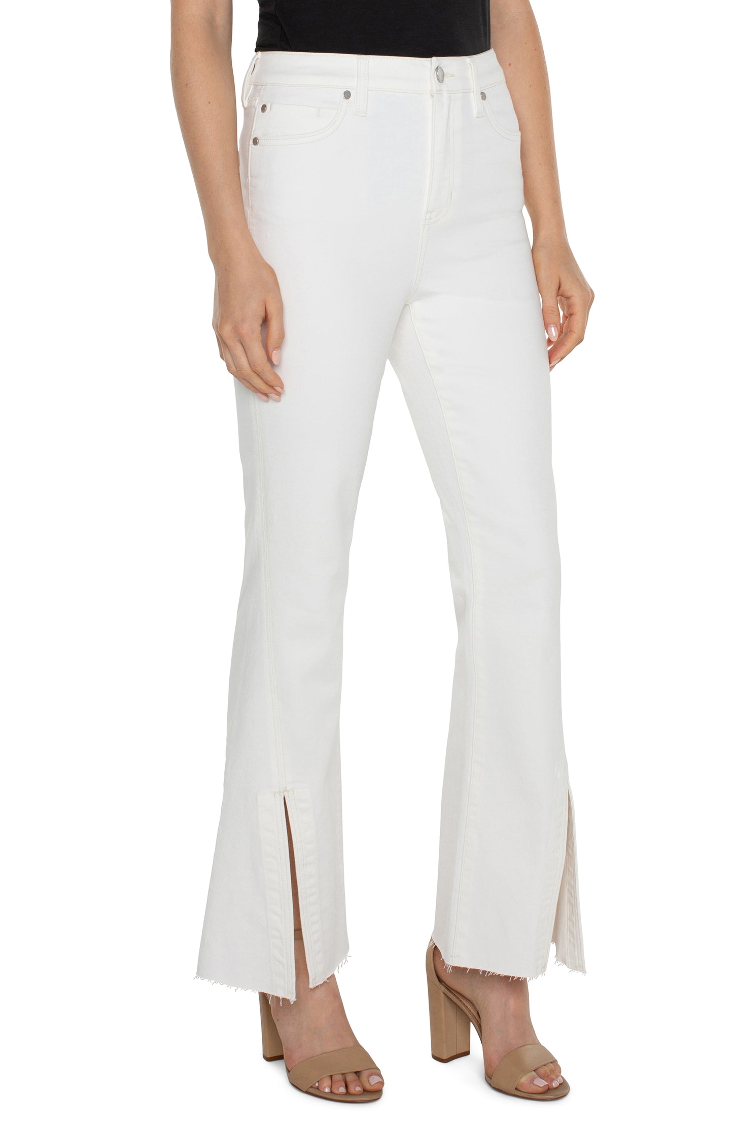 Liverpool Hannah High Rise Flare w/ Twisted Sideseam Slit (bone white)