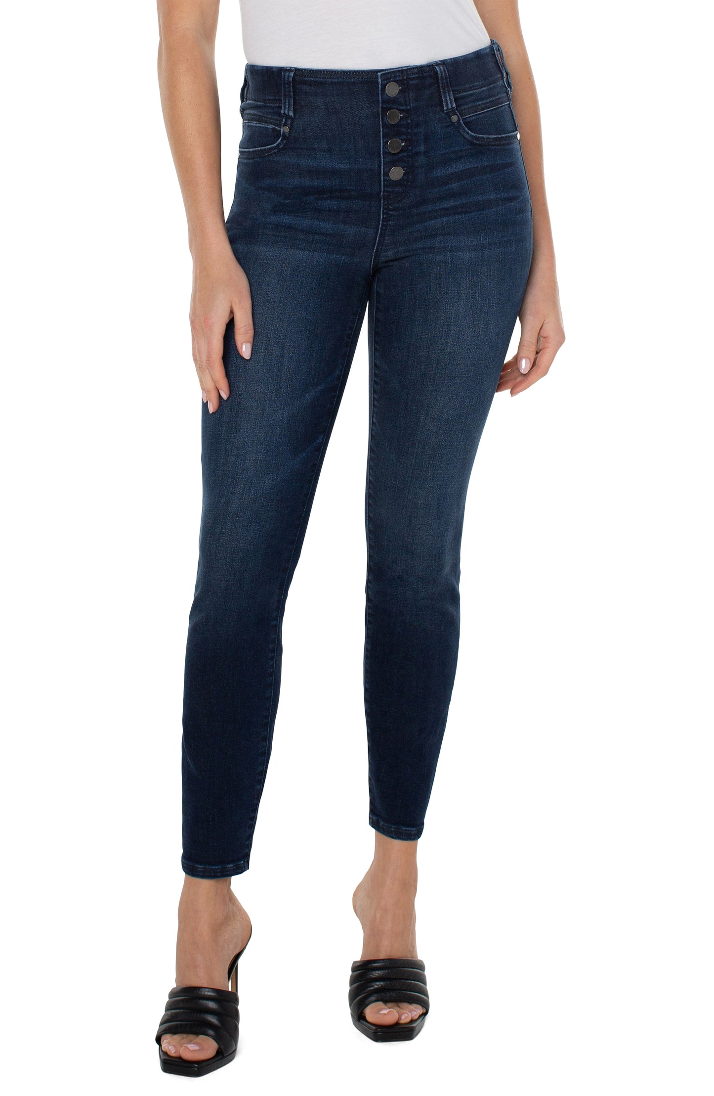Liverpool Gia Glider Exposed Button Fly Ankle Skinny (Cornell)