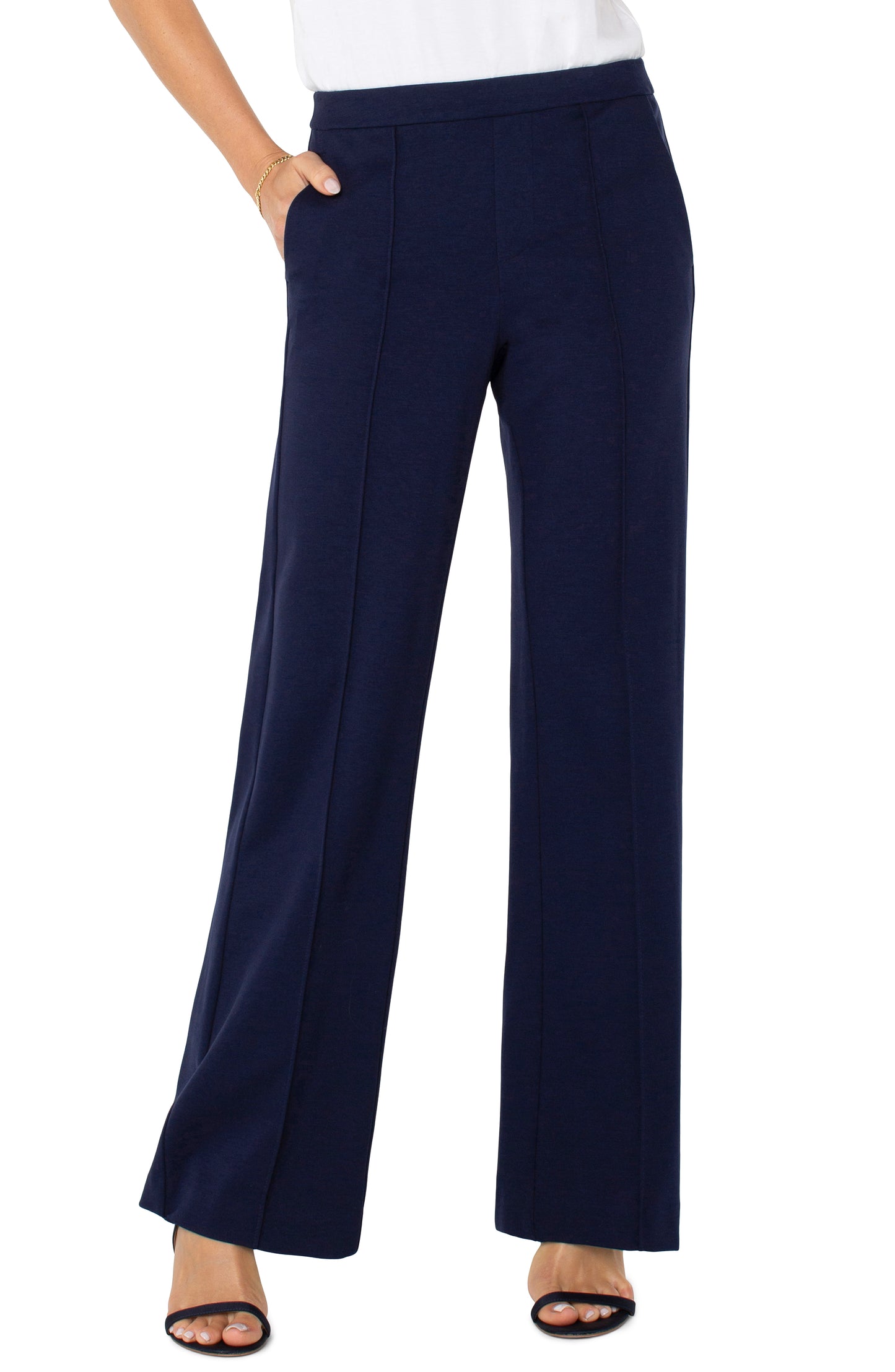 Liverpool Kayla Pull on Wide Leg Trouser (31" Inseam) (Cadet Blue)