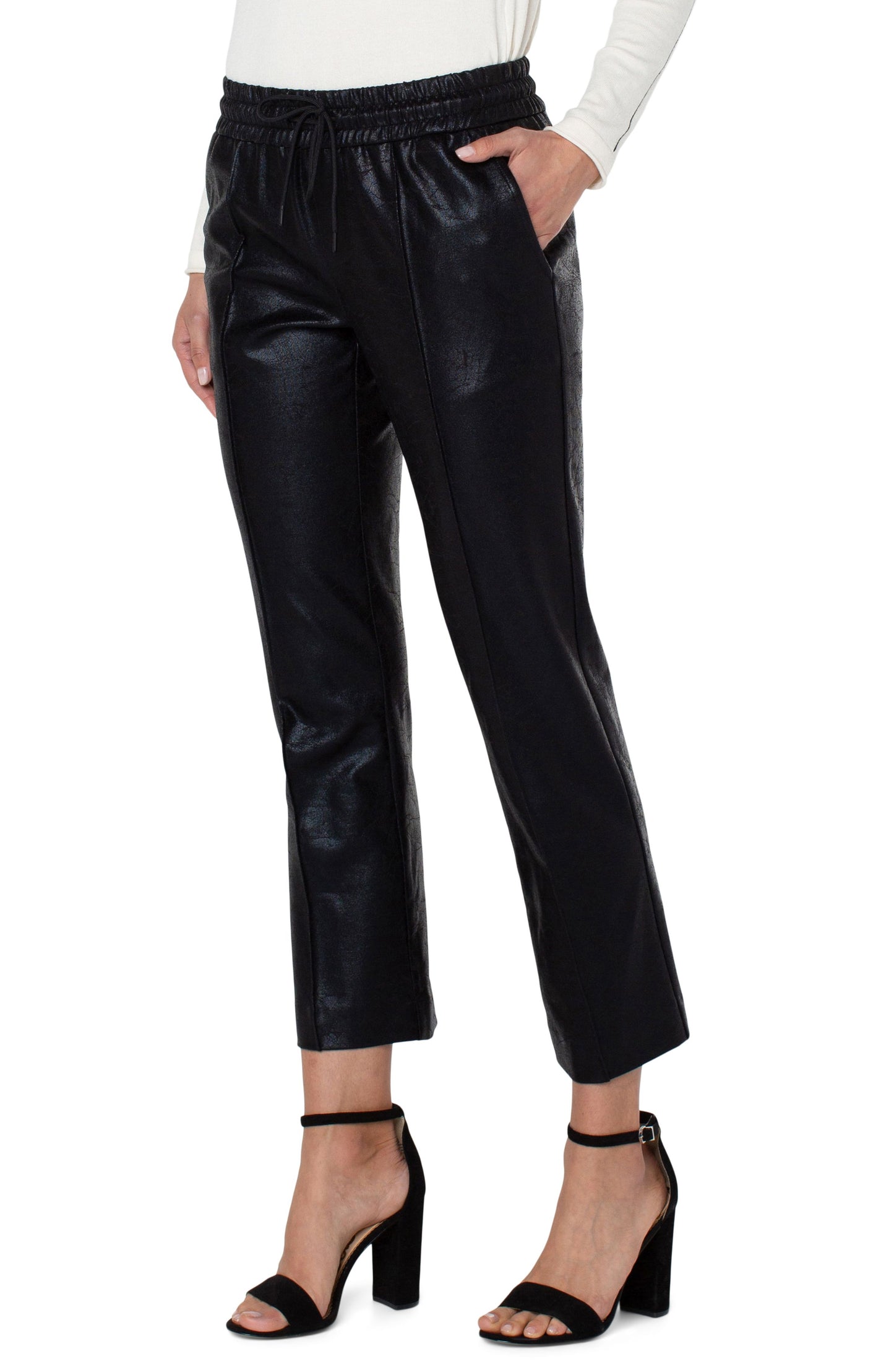 Liverpool Pull On Ankle Trouser w/ Pink Tucks