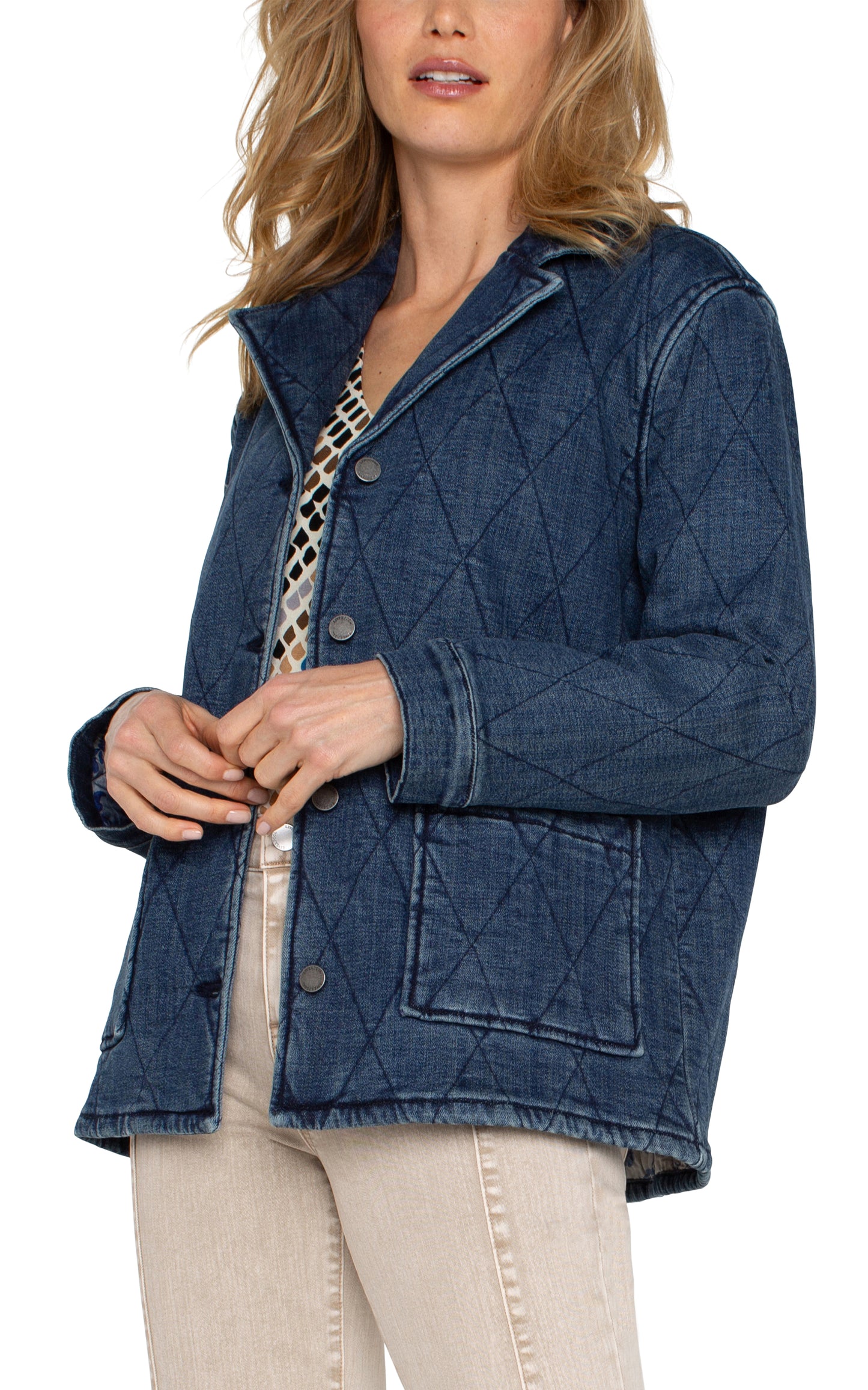 Liverpool Notch Collar Quilted Coat (28" inseam) (Redlands)