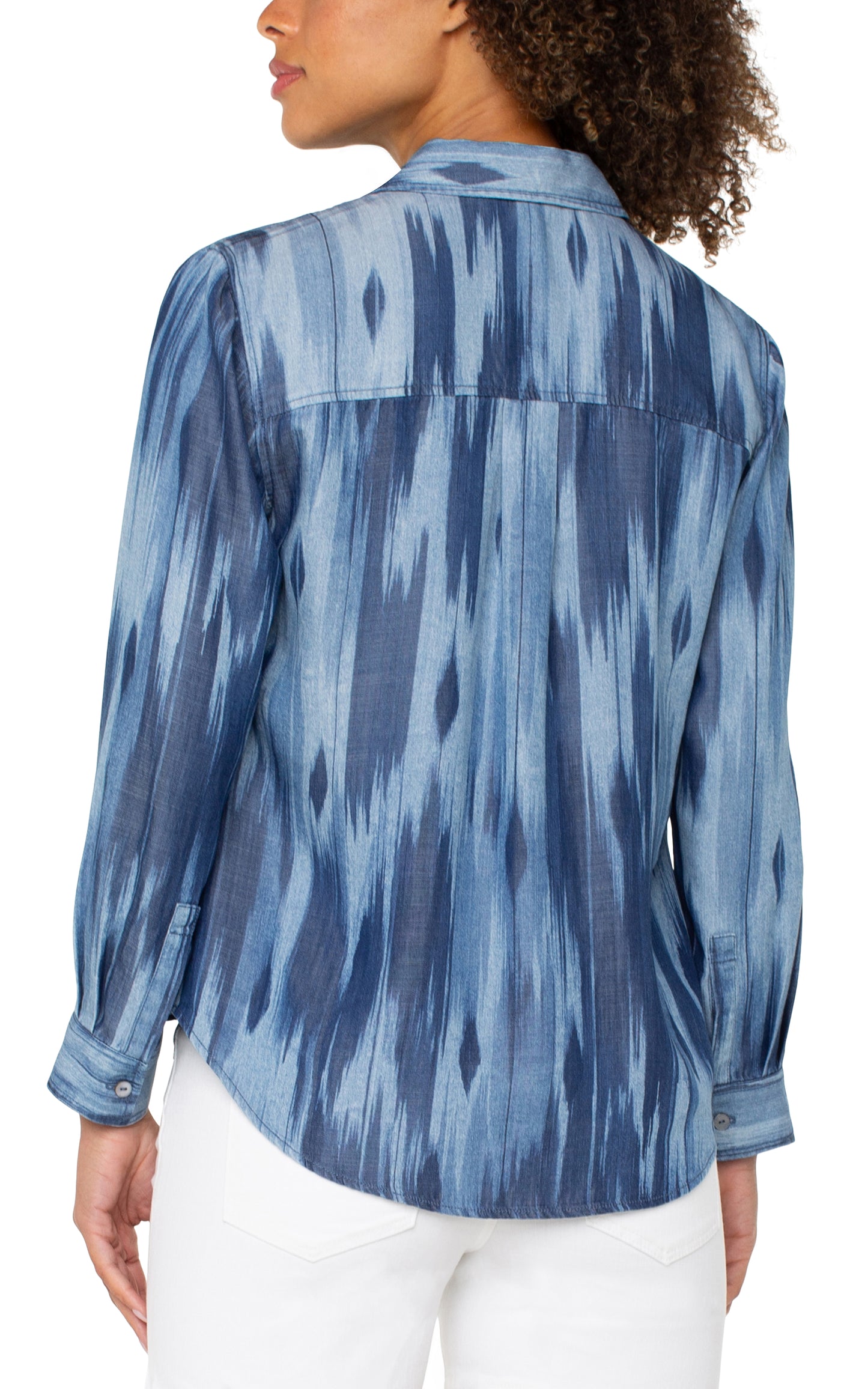 Liverpool Long Rolled Sleeve Shirt (Watercolor Ikat)
