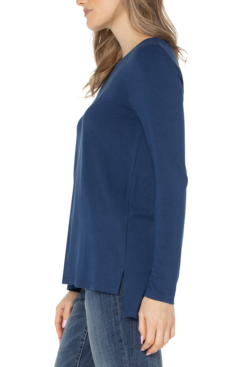 Liverpool Long Sleeve Scoop Neck Tee (Night Sky Blue)