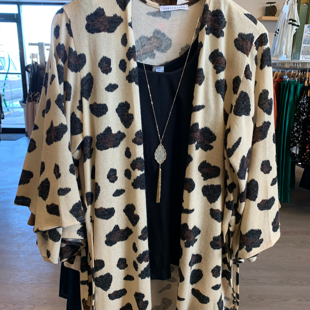 Cheetah Print Cardigan with Slit on Sides