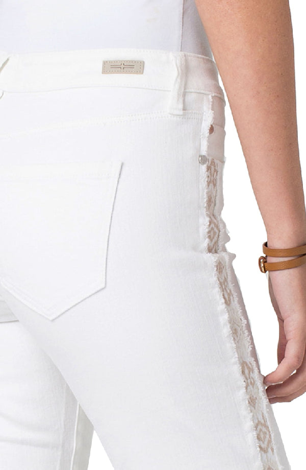 Liverpool White Sadie Crop Straight EmbroideRed Side Panel