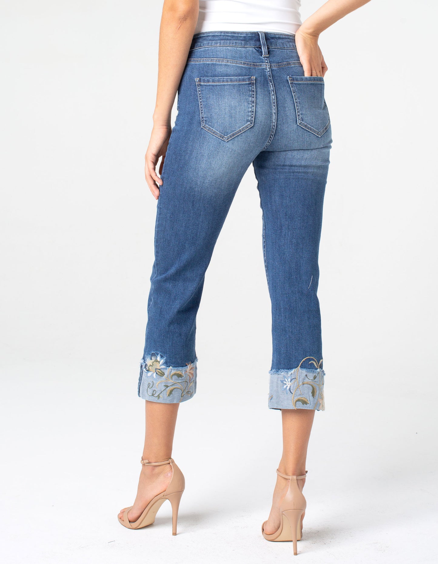 Liverpool Sadie Crop Straight EmbroideRed Cuffs