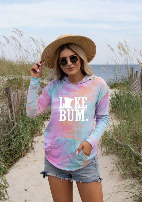 Lake Bum Minnesota Tie Dye Light Weight Hoodie