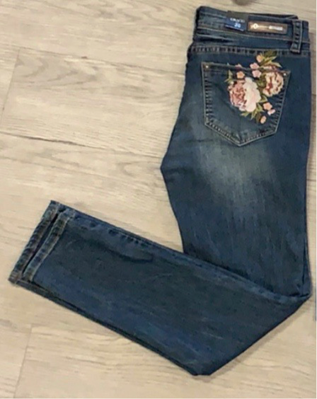 Grace in LA Multi Color Floral Skinny Jeans