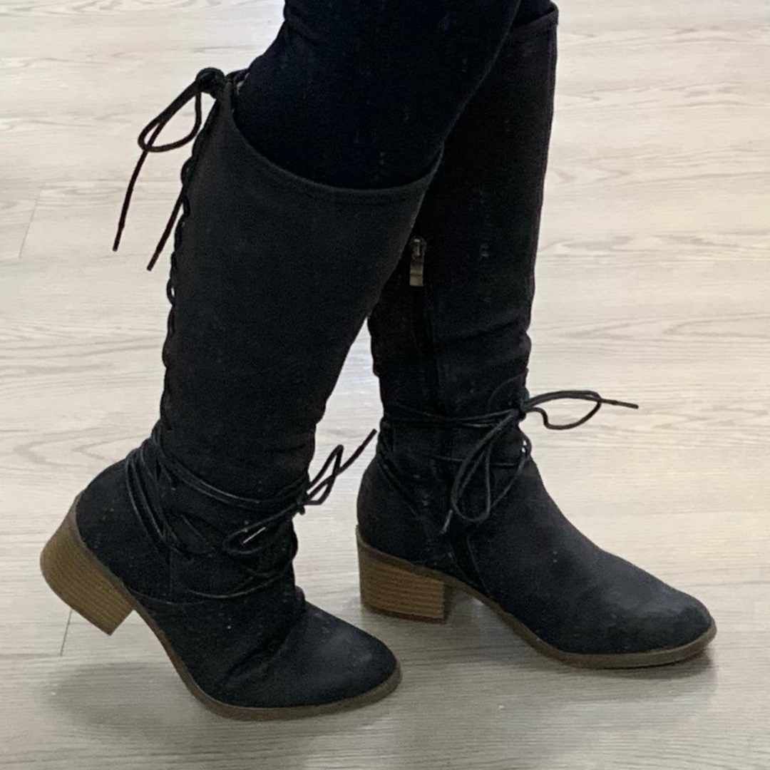 Knee High Back Lace Up Boots
