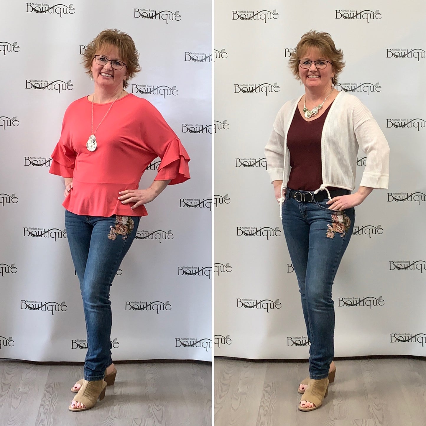 Grace in LA Multi Color Floral Skinny Jeans