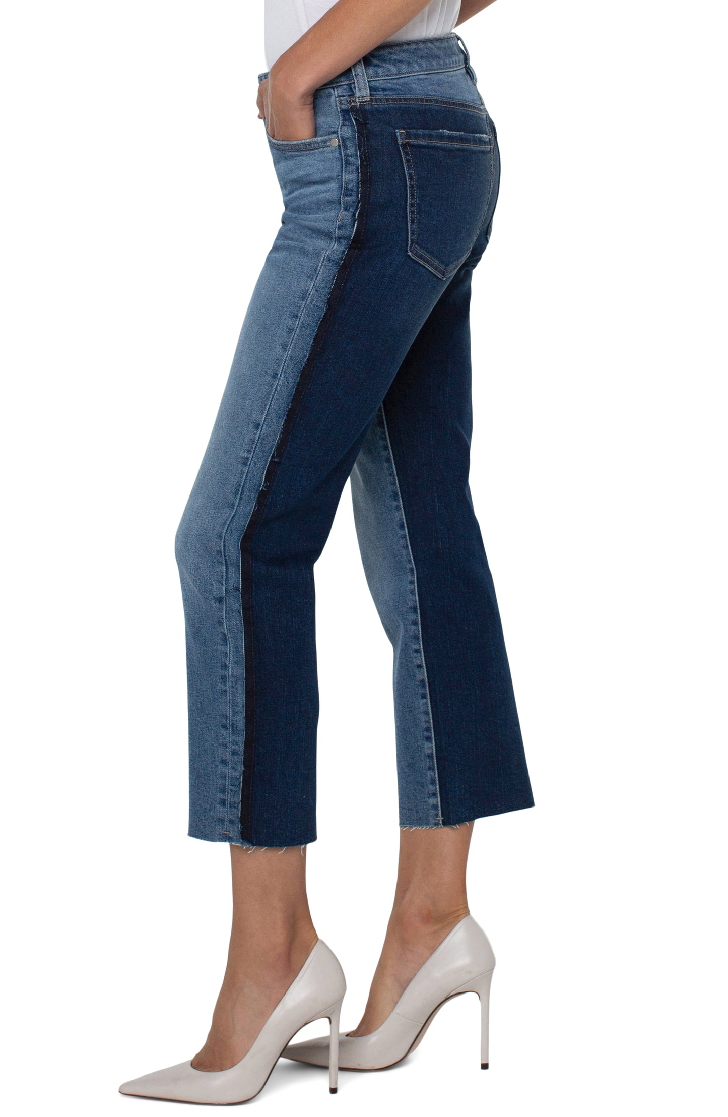 Liverpool Kennedy Crop w Frayed Side Cut Hem (27" inseam) (Ridgely)