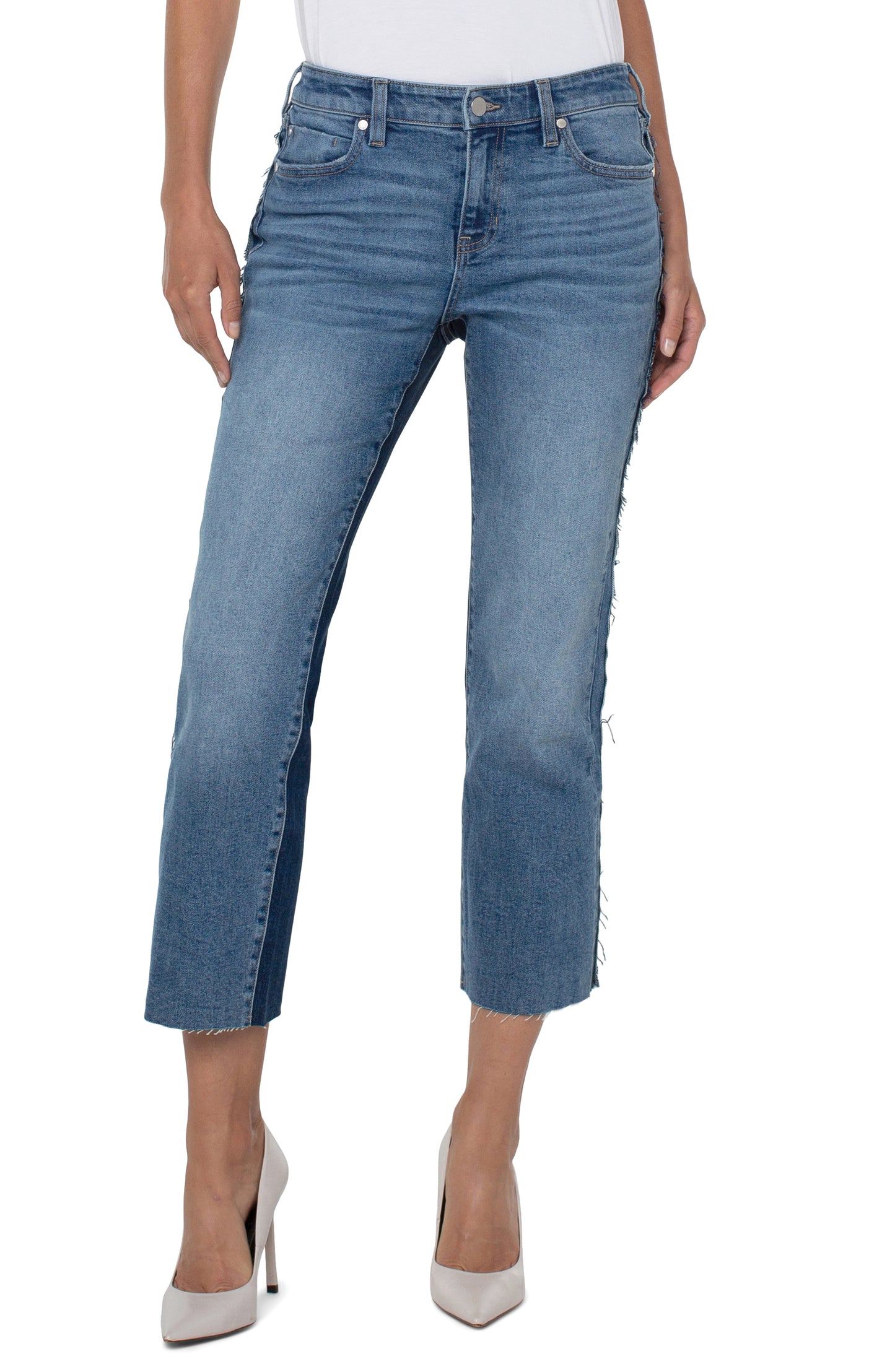 Liverpool Kennedy Crop w Frayed Side Cut Hem (27" inseam) (Ridgely)
