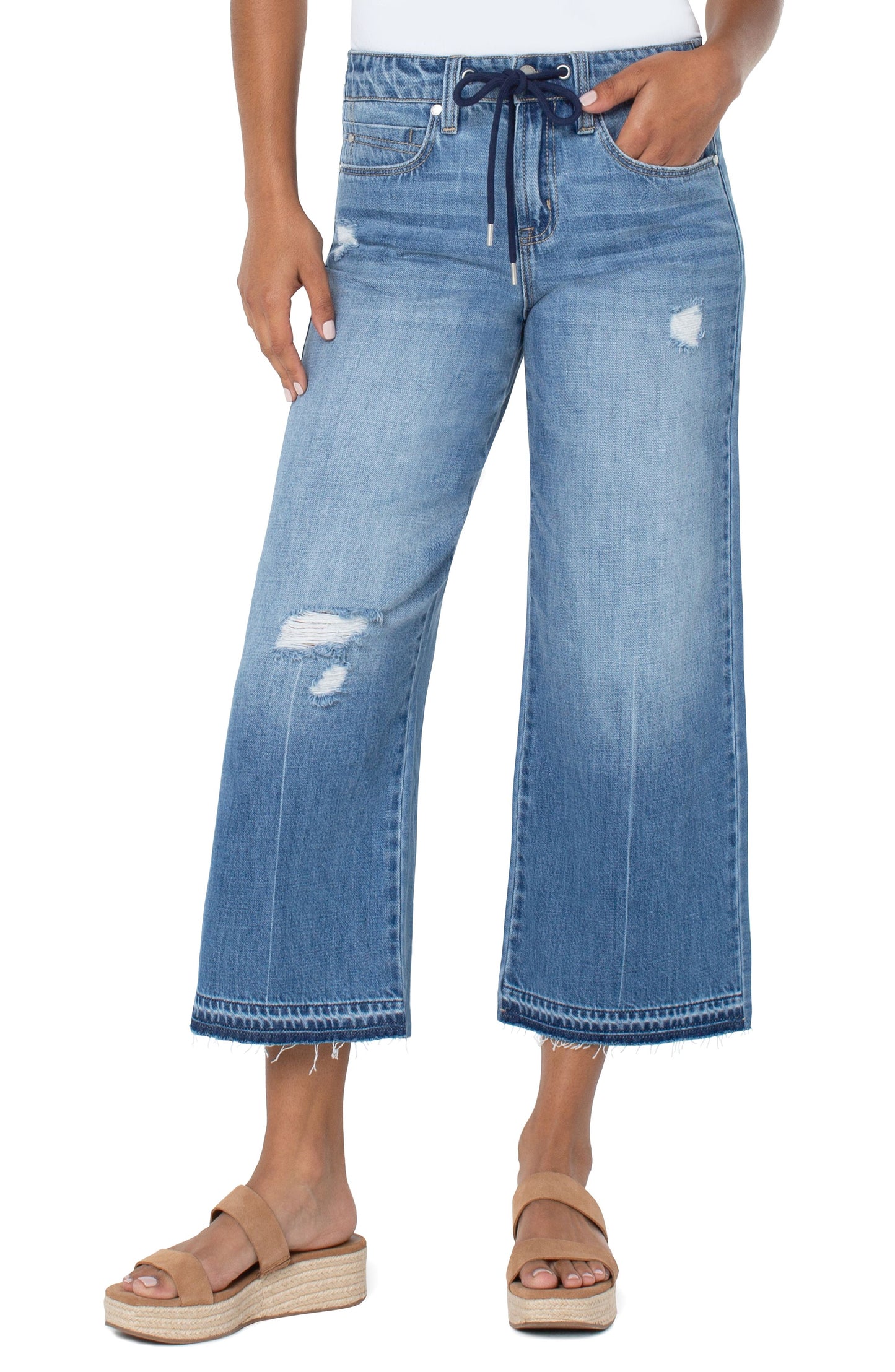 Liverpool half and half denim to knit lounge jean (glacier)