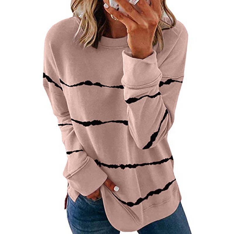 Striped Crewneck Oversized Casual Top