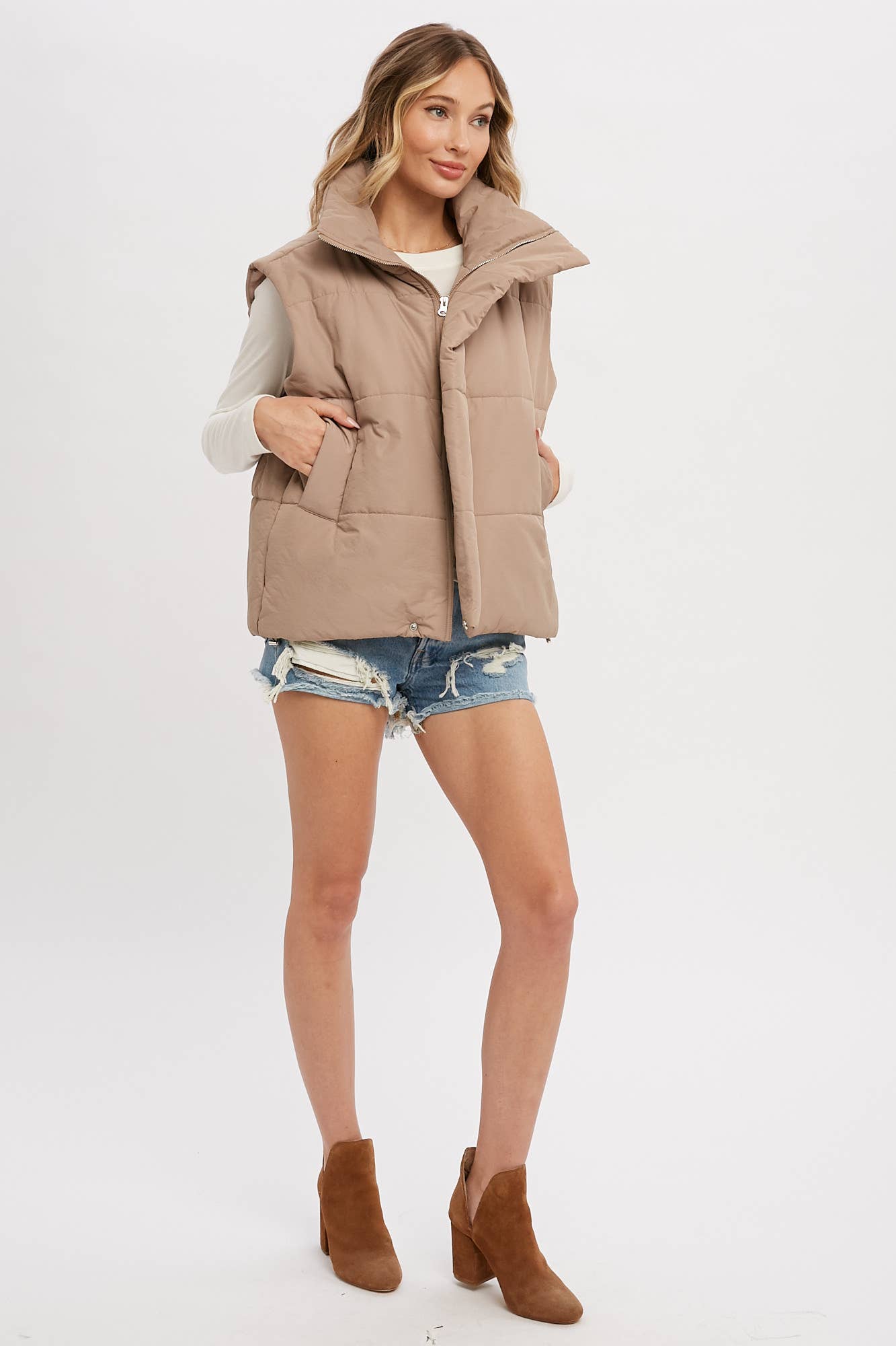 Oversized Puffer Vest (Mocha)