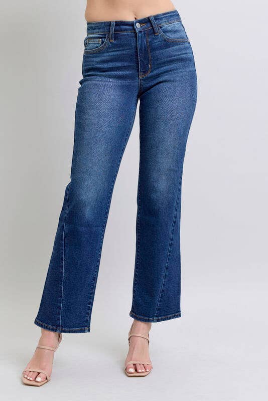 Judy Blue Mid Rise Side Seam Detail Straight Fit (28" inseam)