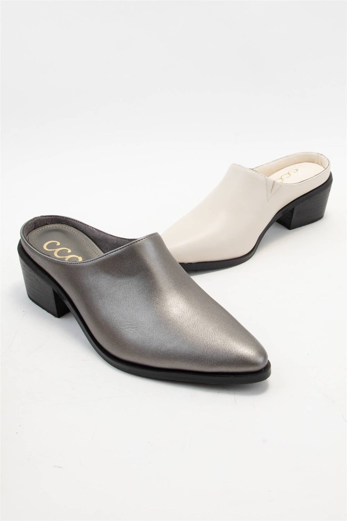 Gina Pointed Toe Mule Bootie with Stacked Heel