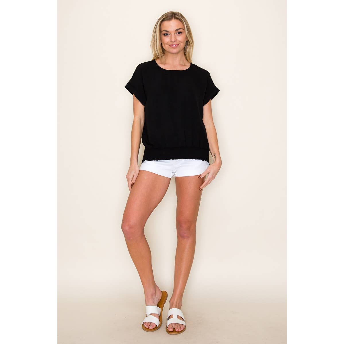 Solid Color Crinkled Top
