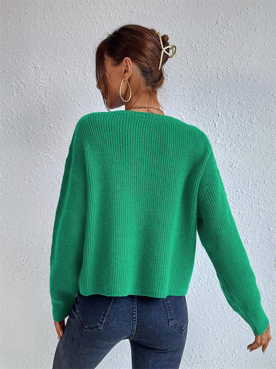 Solid Color Knit Sweater