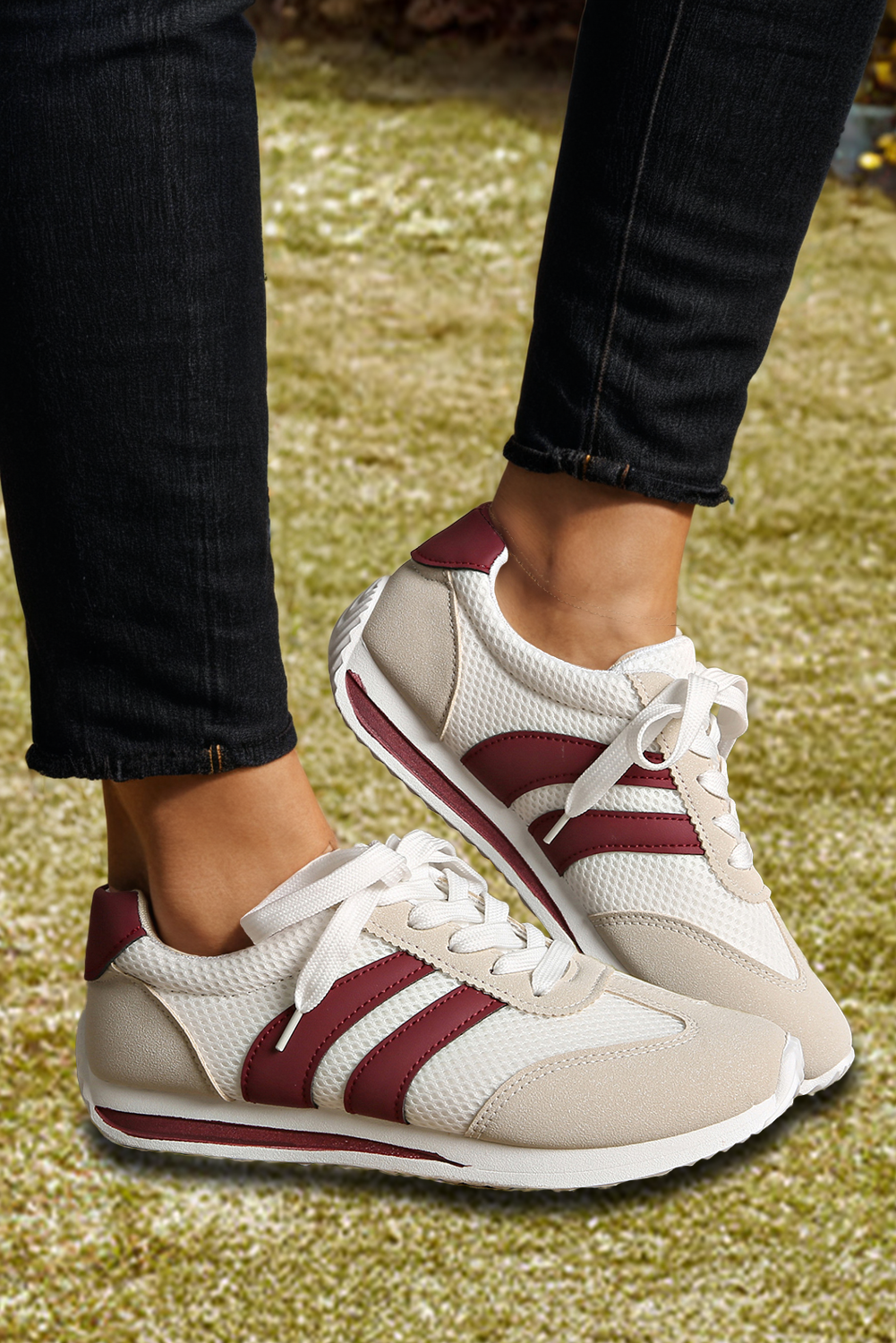 Color Block Patchwork Breathable Lace-up Sneakers