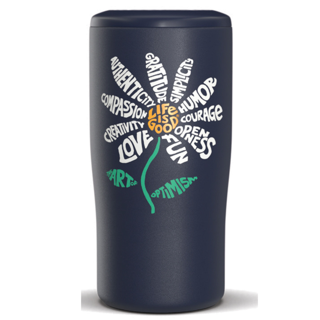 Life is Good Superpower Daisy 4-in-1 Stainless Steel Can Cooler (Darkest Blue)