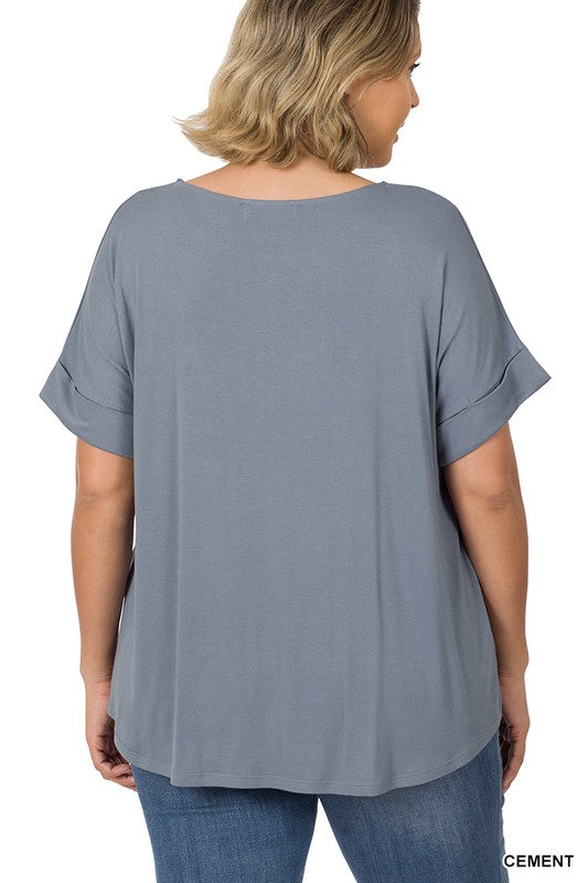Plus Size Crepe Knot Front Top