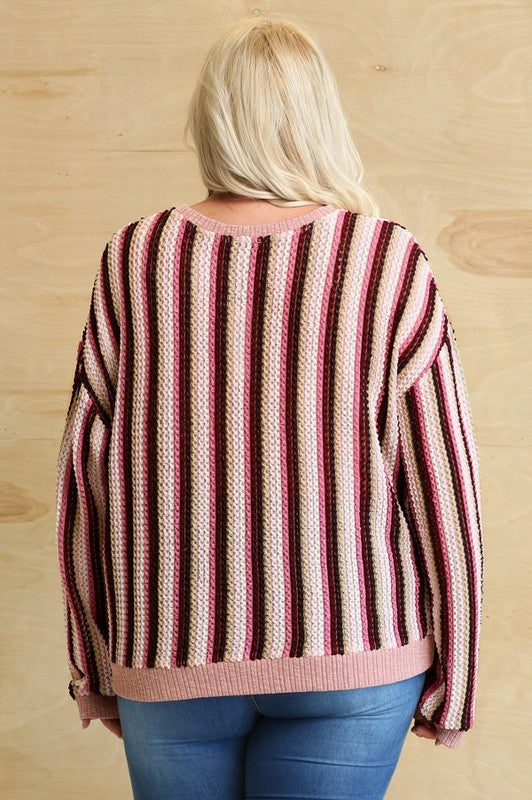 Texture Multi Wave Knit and Solid Rib Band Top