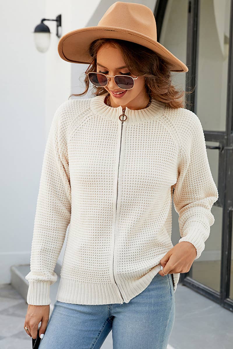 Zip-Up Long Sleeve Cardigan