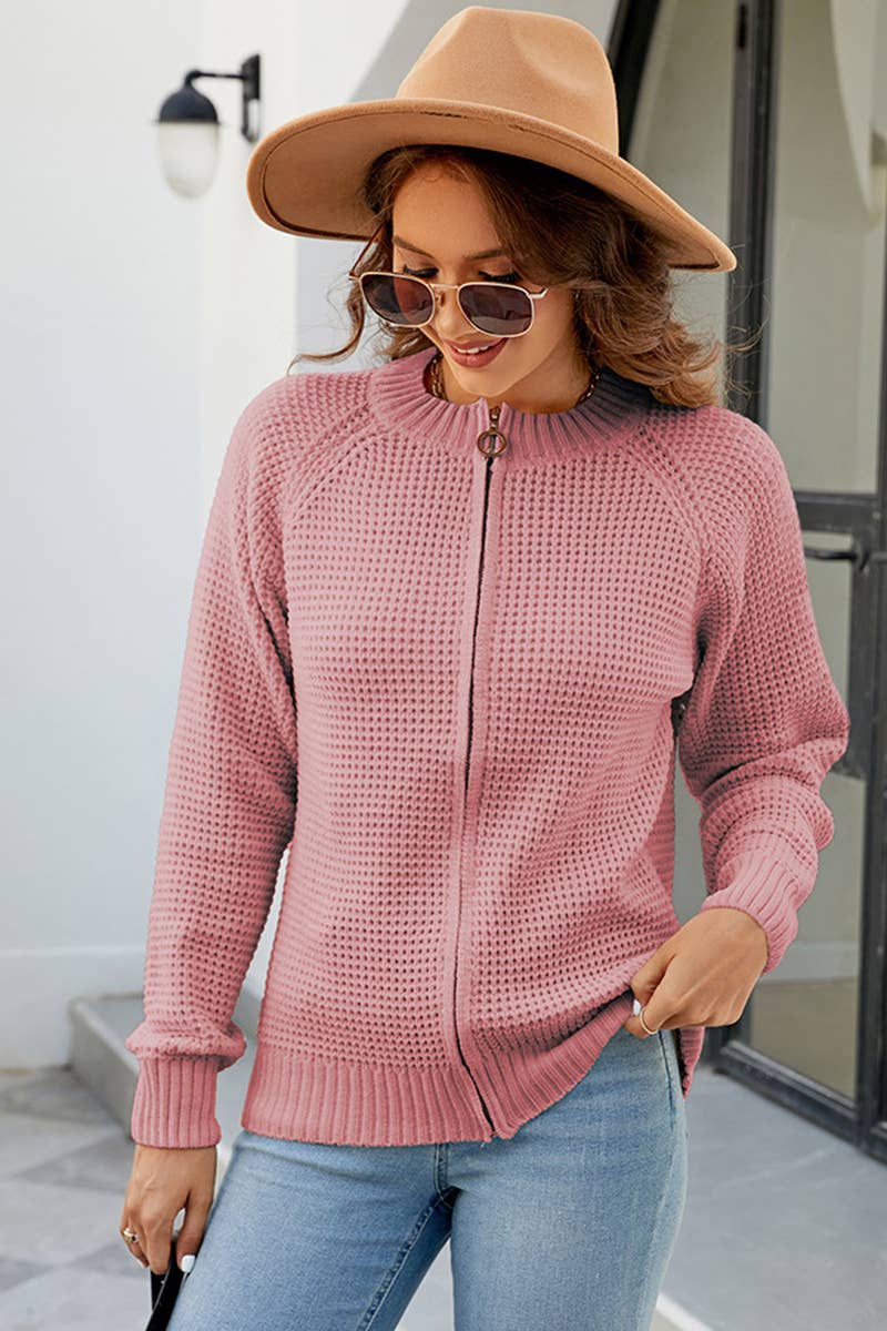 Zip-Up Long Sleeve Cardigan