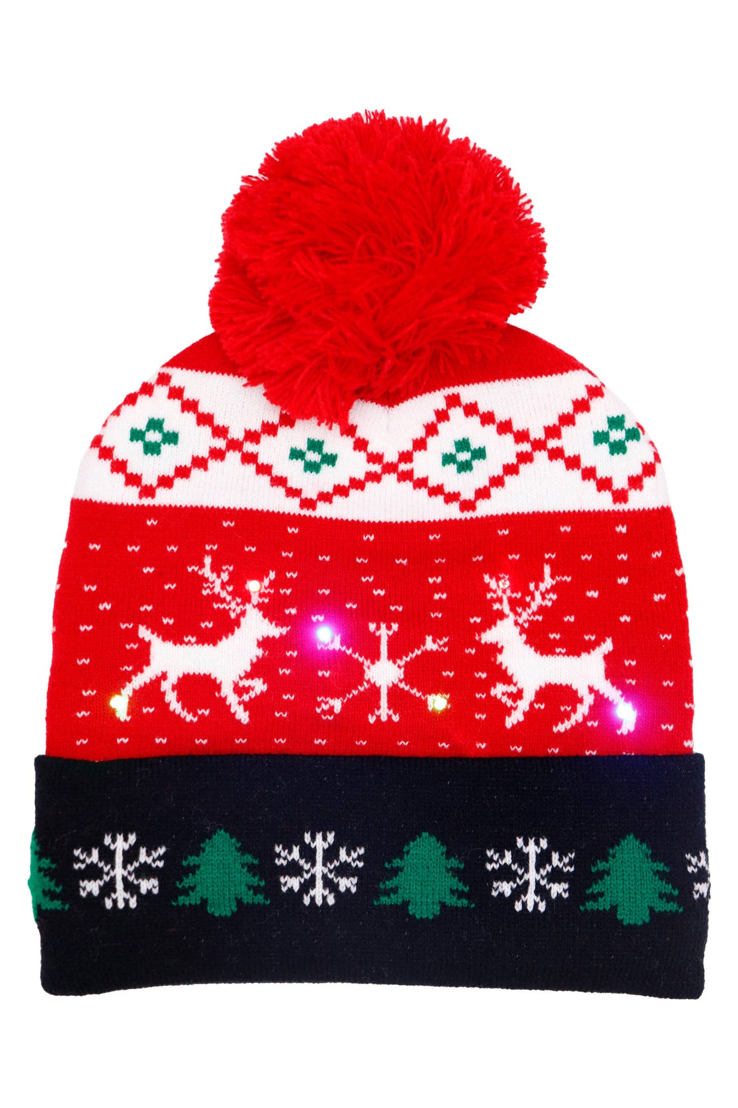 Christmas Festive LED Light-Up Cuffed Beanie