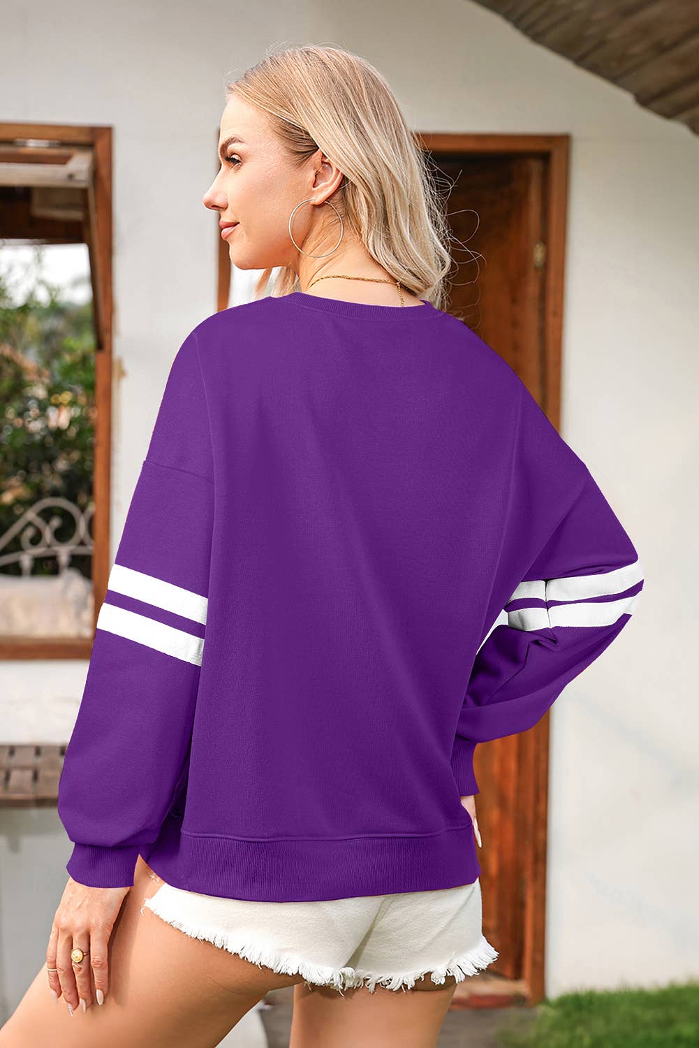Varsity Stripe Drop Shoulder Oversize Sweatshirt