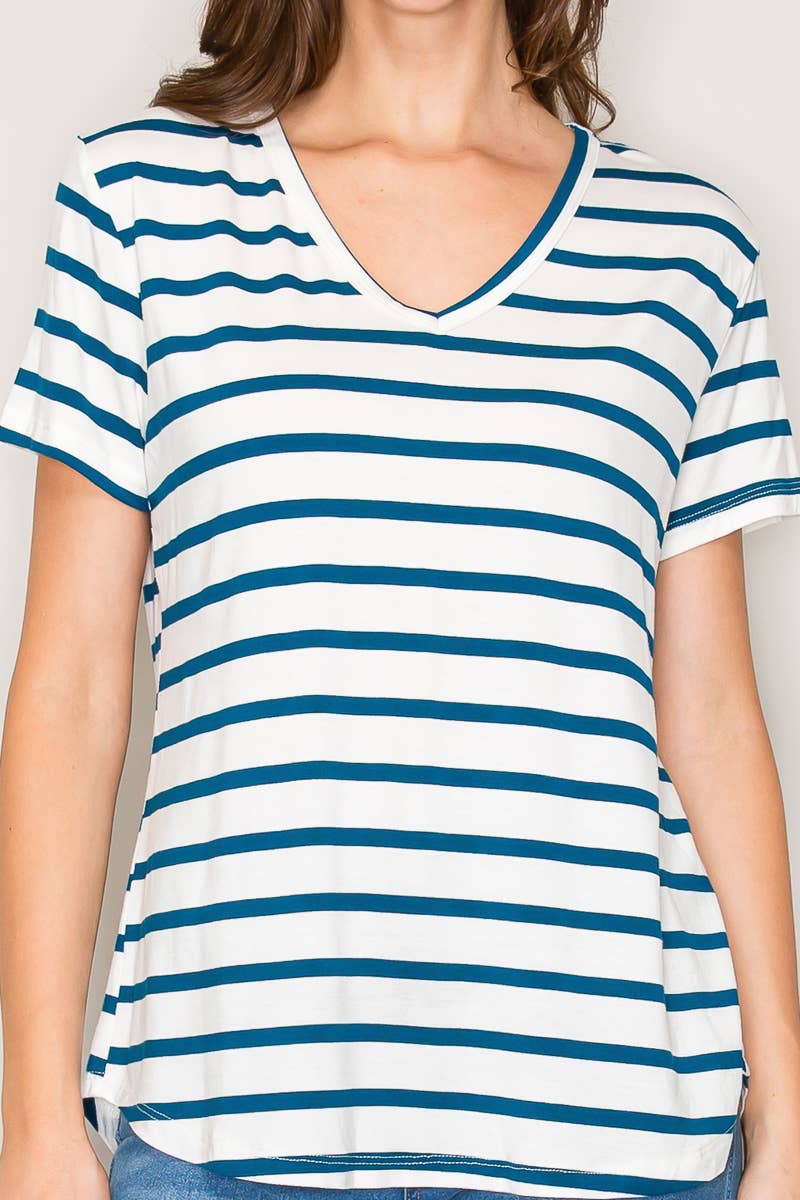 Casual V-Neck Striped Shirt