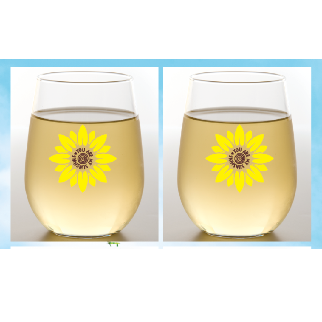 Sunflower Unbreakable Stemless Tritan Plastic Wine Glasses