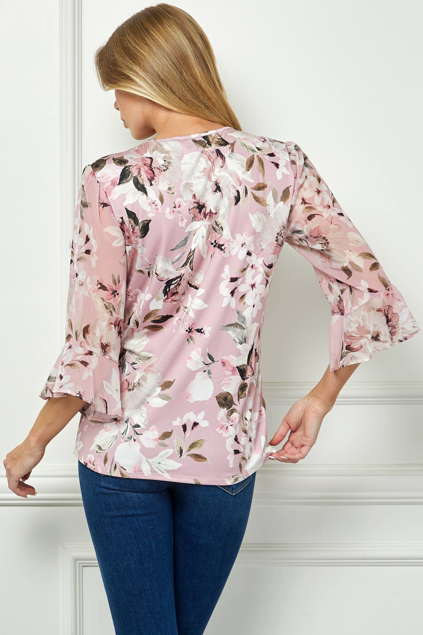 Everbloom Pleased Blouse w/ Chiffon Flare Sleeves