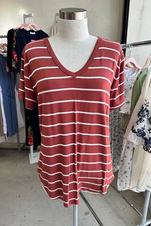 Casual V-Neck Striped Shirt