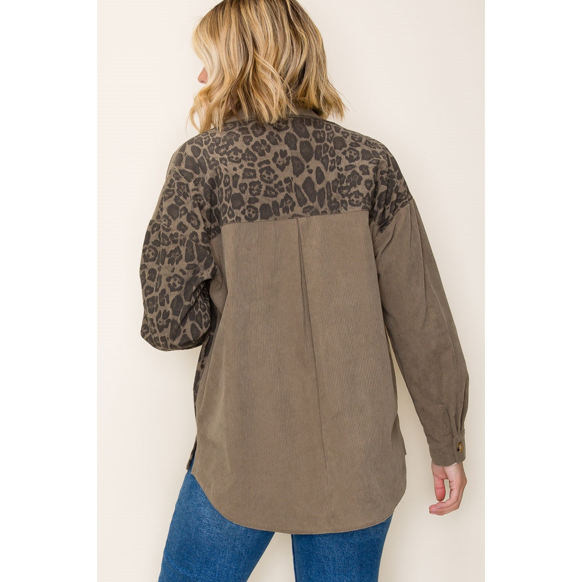 Leopard Mixed Corduroy Jacket