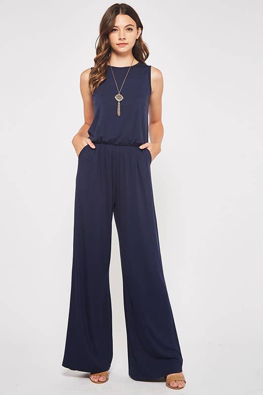 Solid Sleeveless Jumpsuit