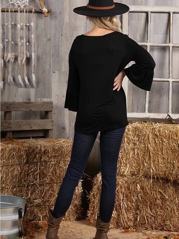 3/4 Sleeve with Neck String Detailed Top (multiple color choices)
