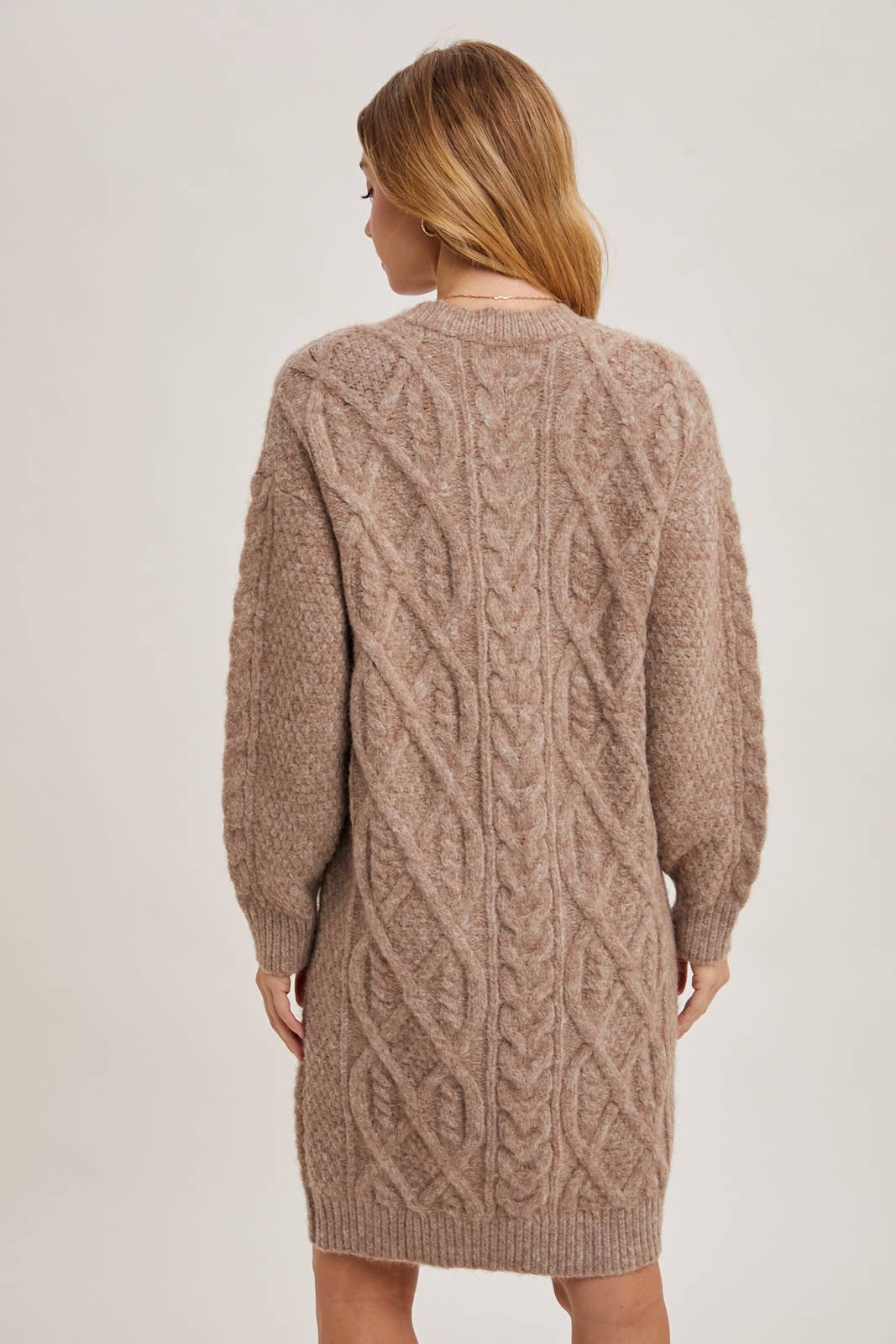 Cable Knit Sweater Midi Dress (Birch)