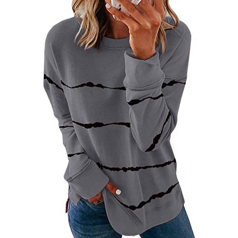 Striped Crewneck Oversized Casual Top