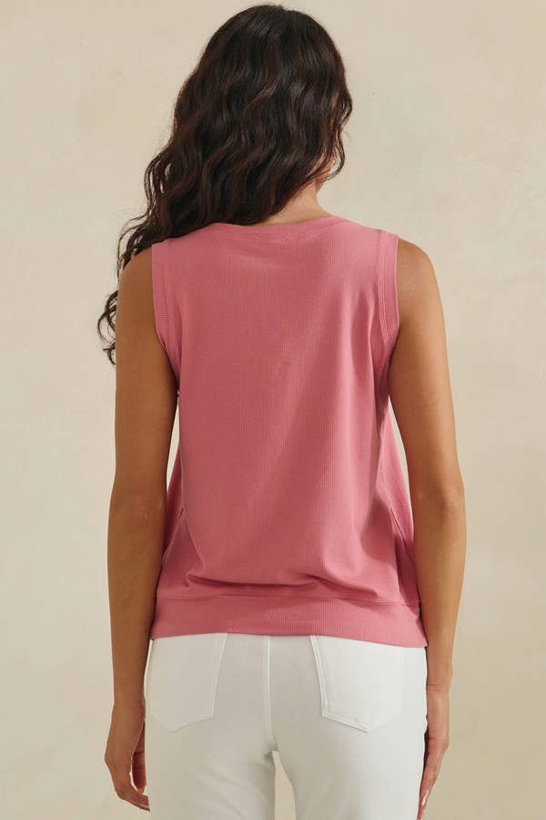 LuxeAir Ribbed Relaxed V-Neck Tank Top: Kelly Green / L