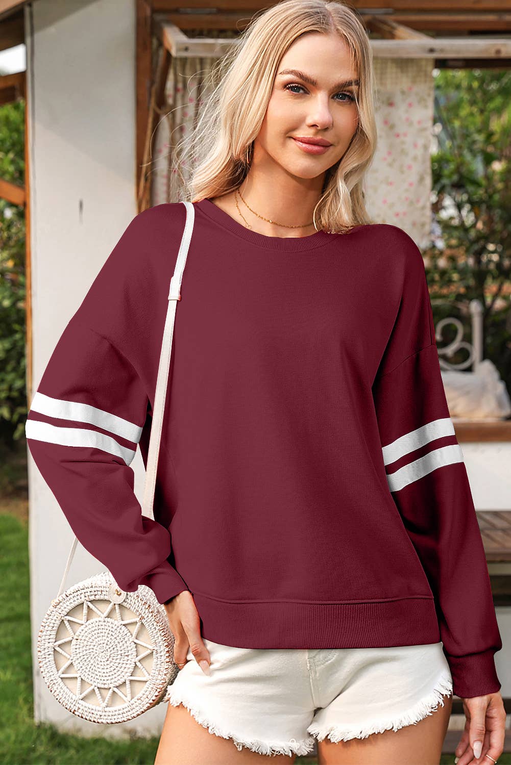 Varsity Stripe Drop Shoulder Oversize Sweatshirt