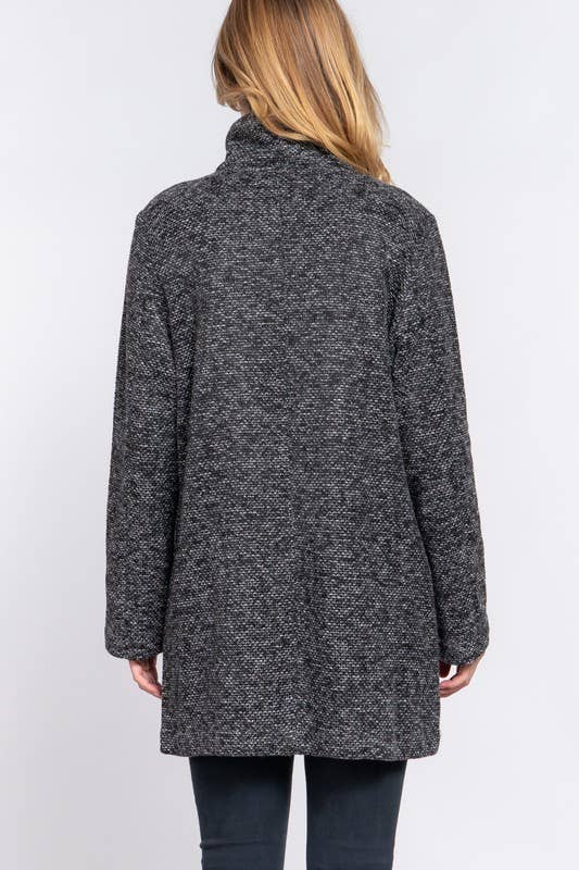 Long Sleeve High Neck Button Down Coat
