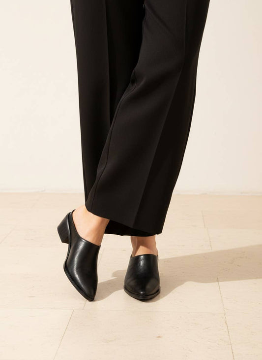 Gina Pointed Toe Mule Bootie with Stacked Heel