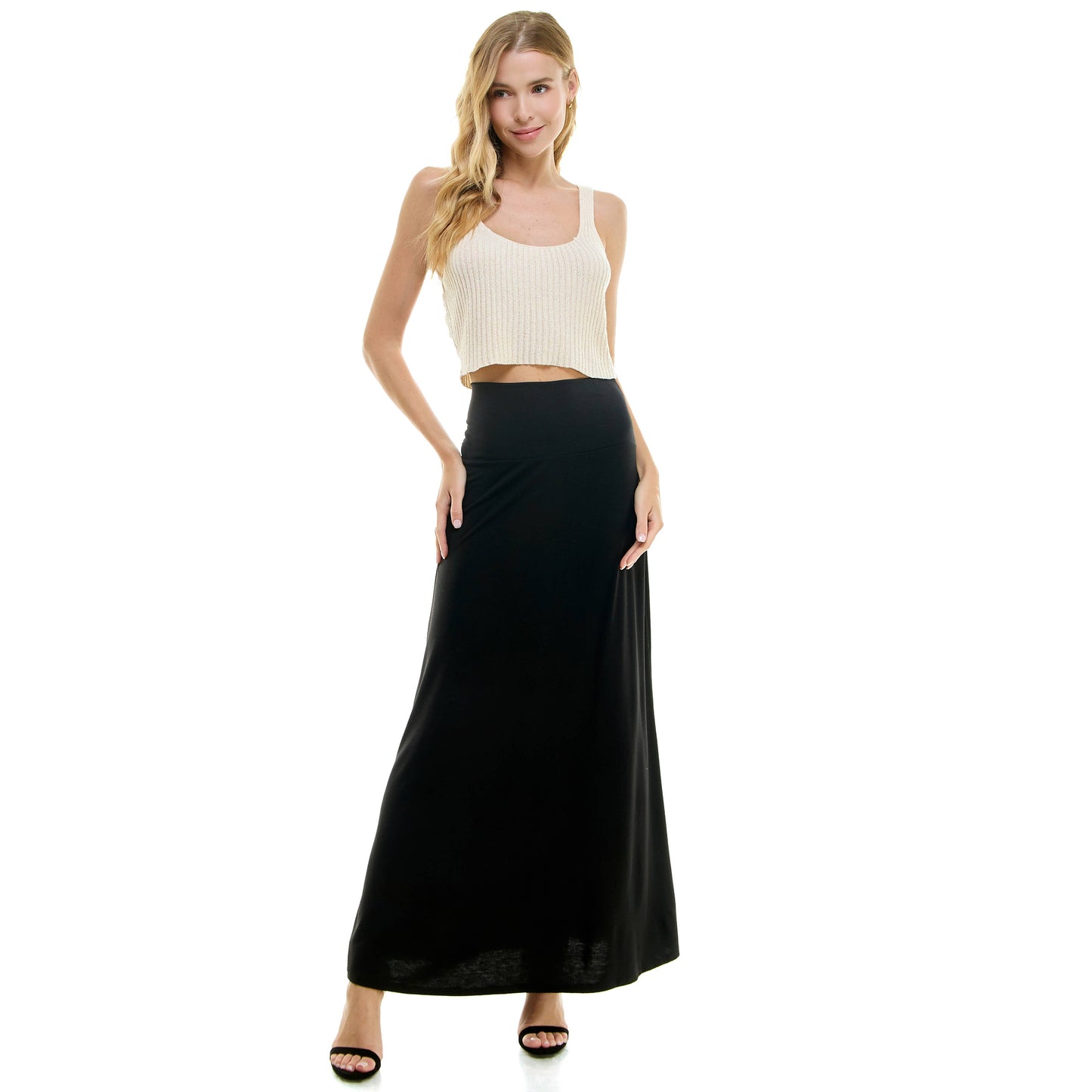 High Waist Maxi Basic Skirt