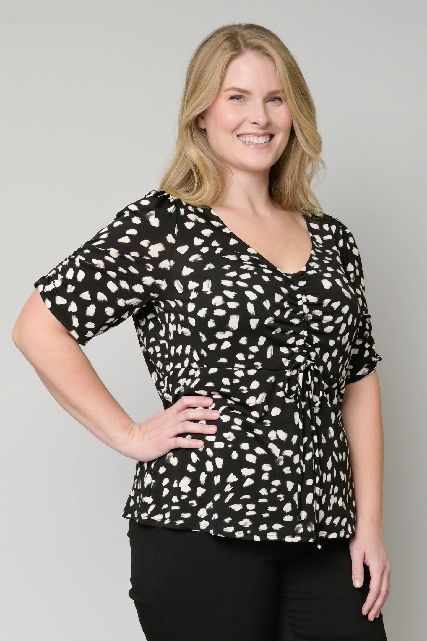 Ruched V-Neck Top Plus Size