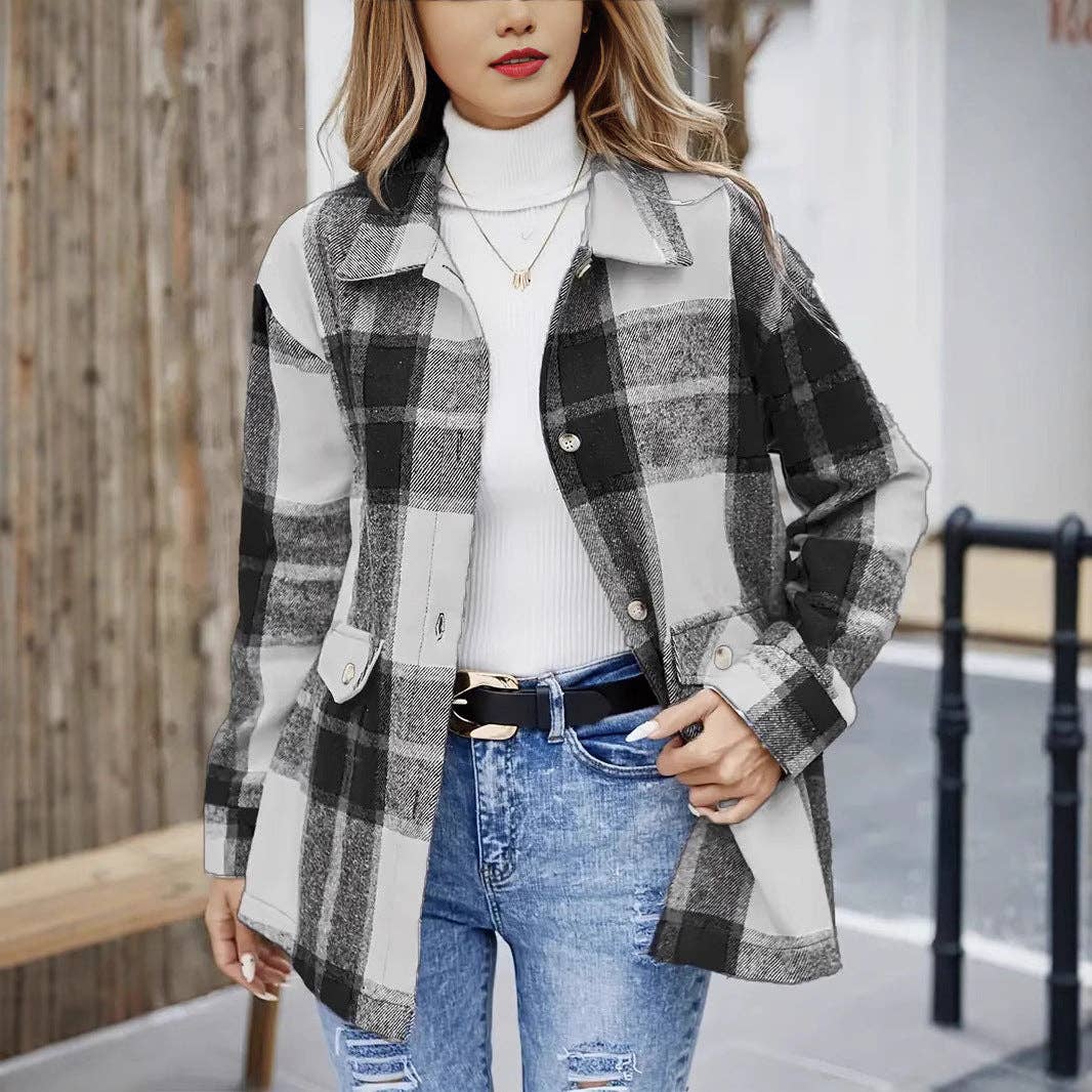 Plaid Flannel Shacket Long Sleeve